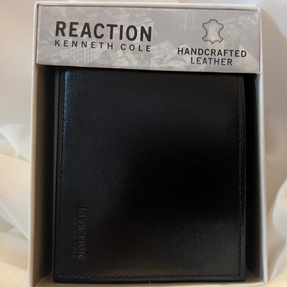 🆕 Reaction Kenneth Cole Black Leather Bifold Wallet | New in Box | Retail $48